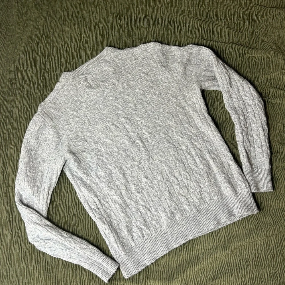 Jack Wills Heather Gray Cable Knit Merino Wool Sweater- Women’s Medium - Picture 10 of 11